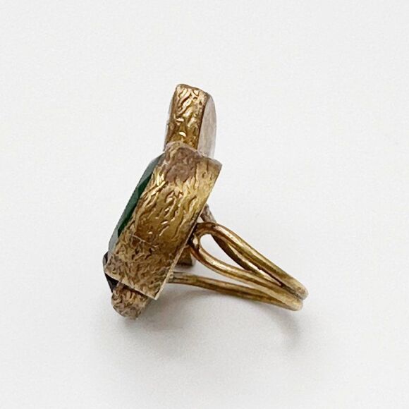 Triple Gemstone Cluster Cocktail Ring Statement Ring Brass - Picture 6 of 8